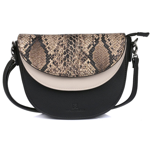 Karla Hanson Linda Women's Saddle Crossbody Bag Python & Black