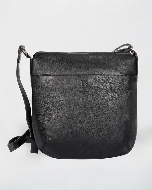 Dorothy Leather Crossbody Bag in Black - front view - Karla Hanson