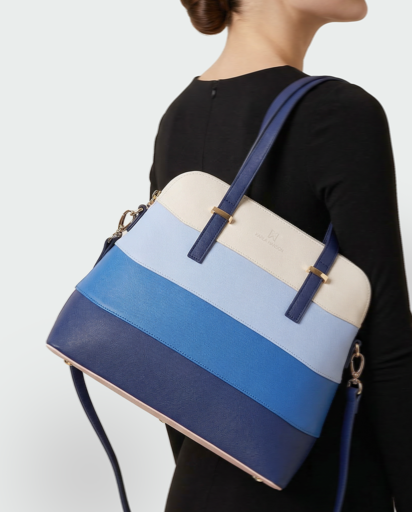 Grace Dome Satchel Bag – Blue Tone