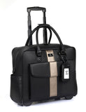 Karla Hanson Travel Rolling Carry-on Luggage Black Bronze Stripe