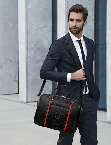Men's Professional & Travel Briefcase Black Red Stripe - karlahanson.com