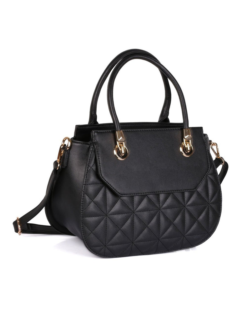 Florence Women's Quilted Satchel Bag Black - karlahanson.com
