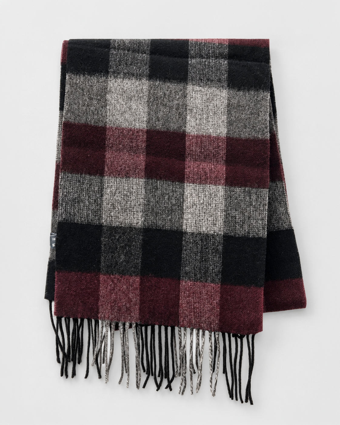 Plaid Wool Fringe Scarf
