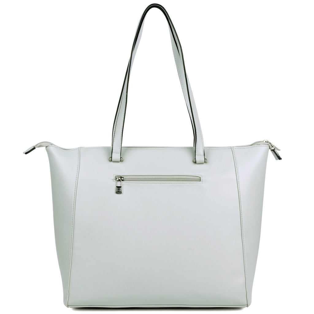 Tanya Woven Laptop Tote in Grey - view 5 - Karla Hanson
