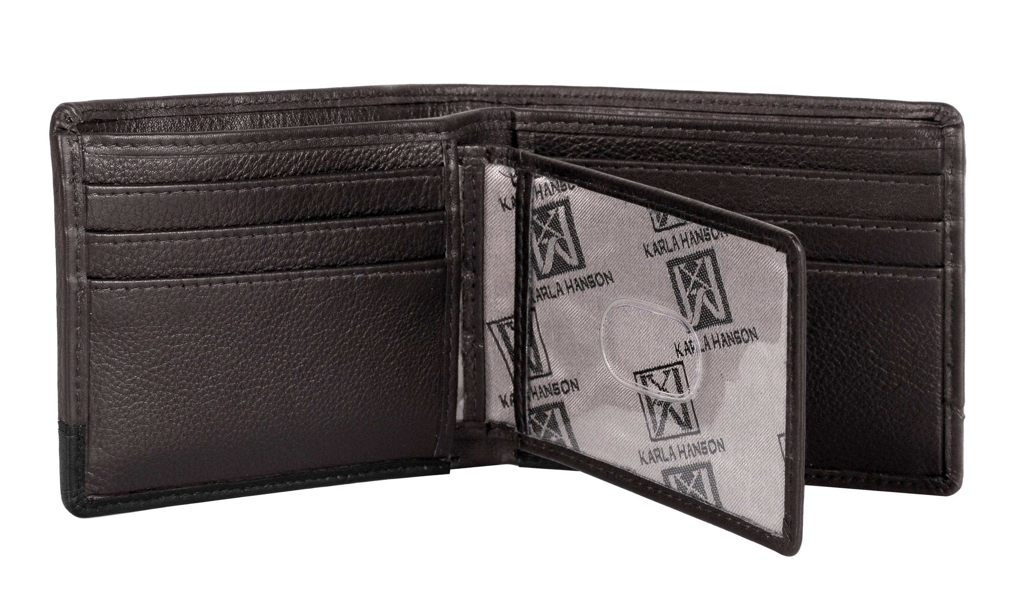 Karla Hanson Men's RFID Leather Bifold Wallet with Card Holder Insert
