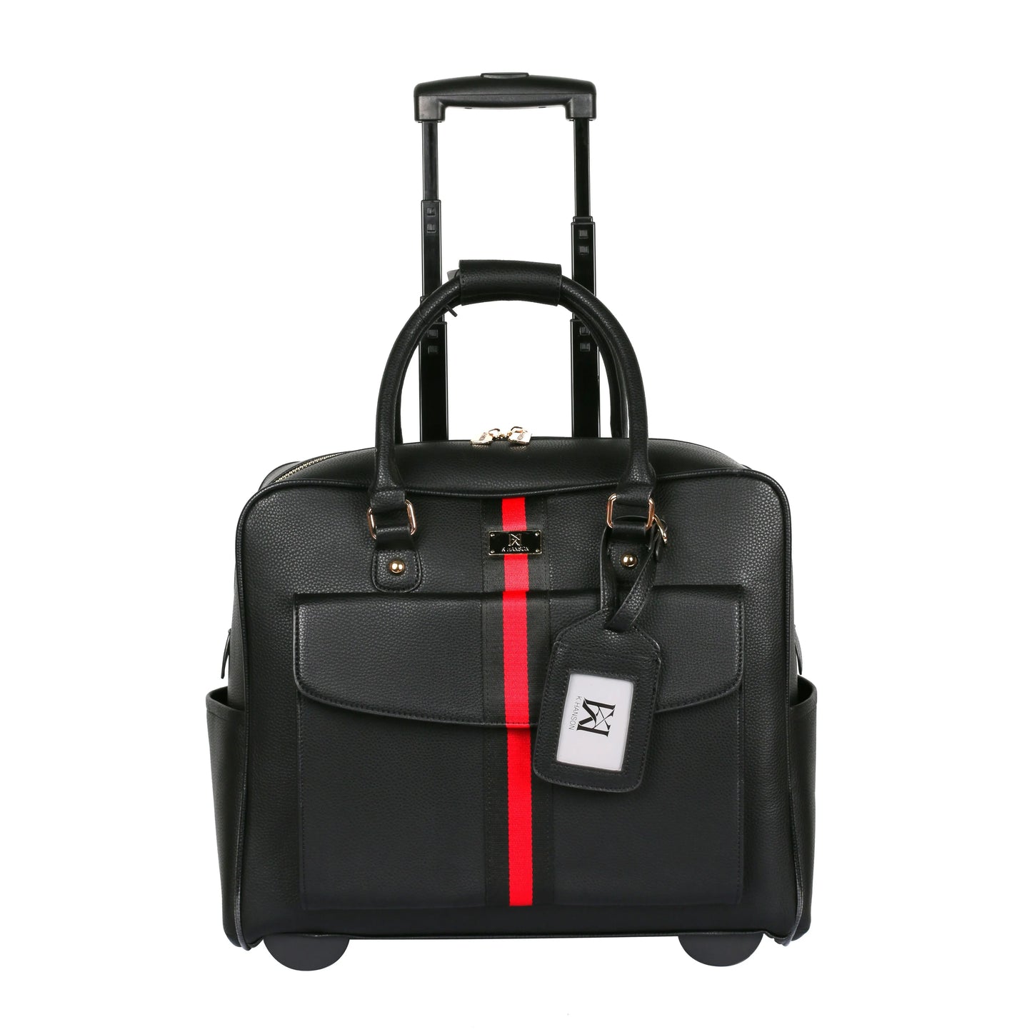 Karla Hanson Travel Rolling Carry-on Luggage Black Red Stripe - Karla Hanson