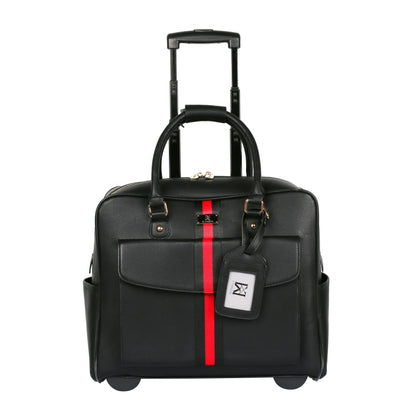 Karla Hanson Travel Rolling Carry-on Luggage Black Red Stripe - Karla Hanson