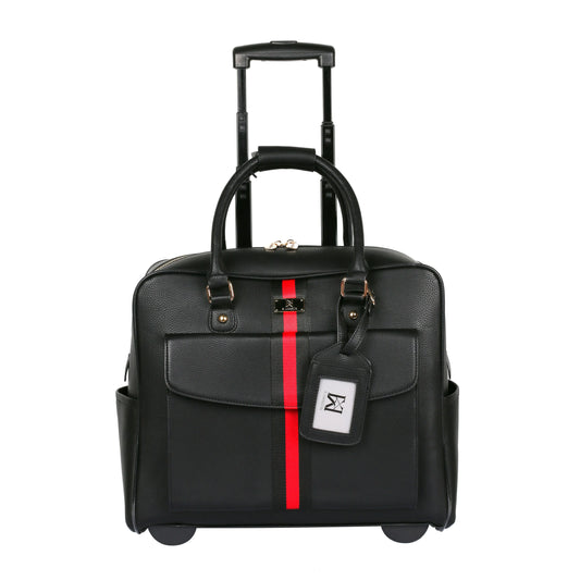 Karla Hanson Travel Rolling Carry-on Luggage Black Red Stripe