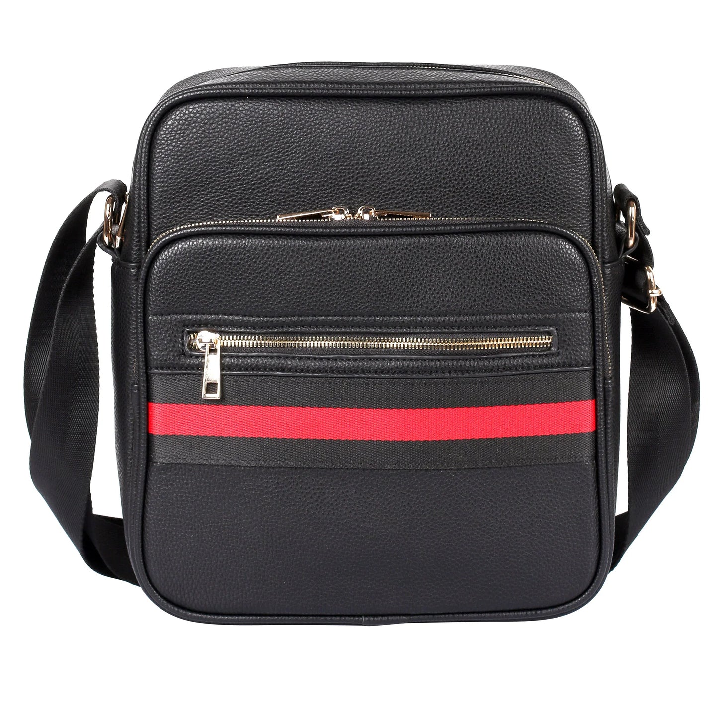Crossbody Flight Bag in Red Stripe - product view - Karla Hanson