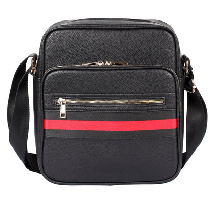 Crossbody Flight Bag in Red Stripe - product view - Karla Hanson