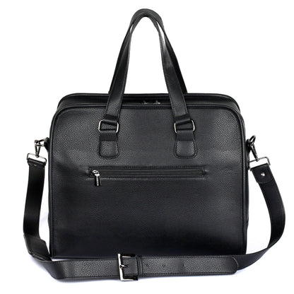 Vegan Leather Briefcase with Stripes in Metal Stripe - view 3 - Karla Hanson