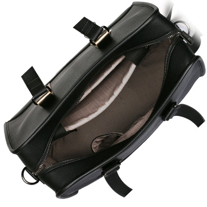 Vegan Leather Briefcase with Stripes in Metal Stripe - view 2 - Karla Hanson