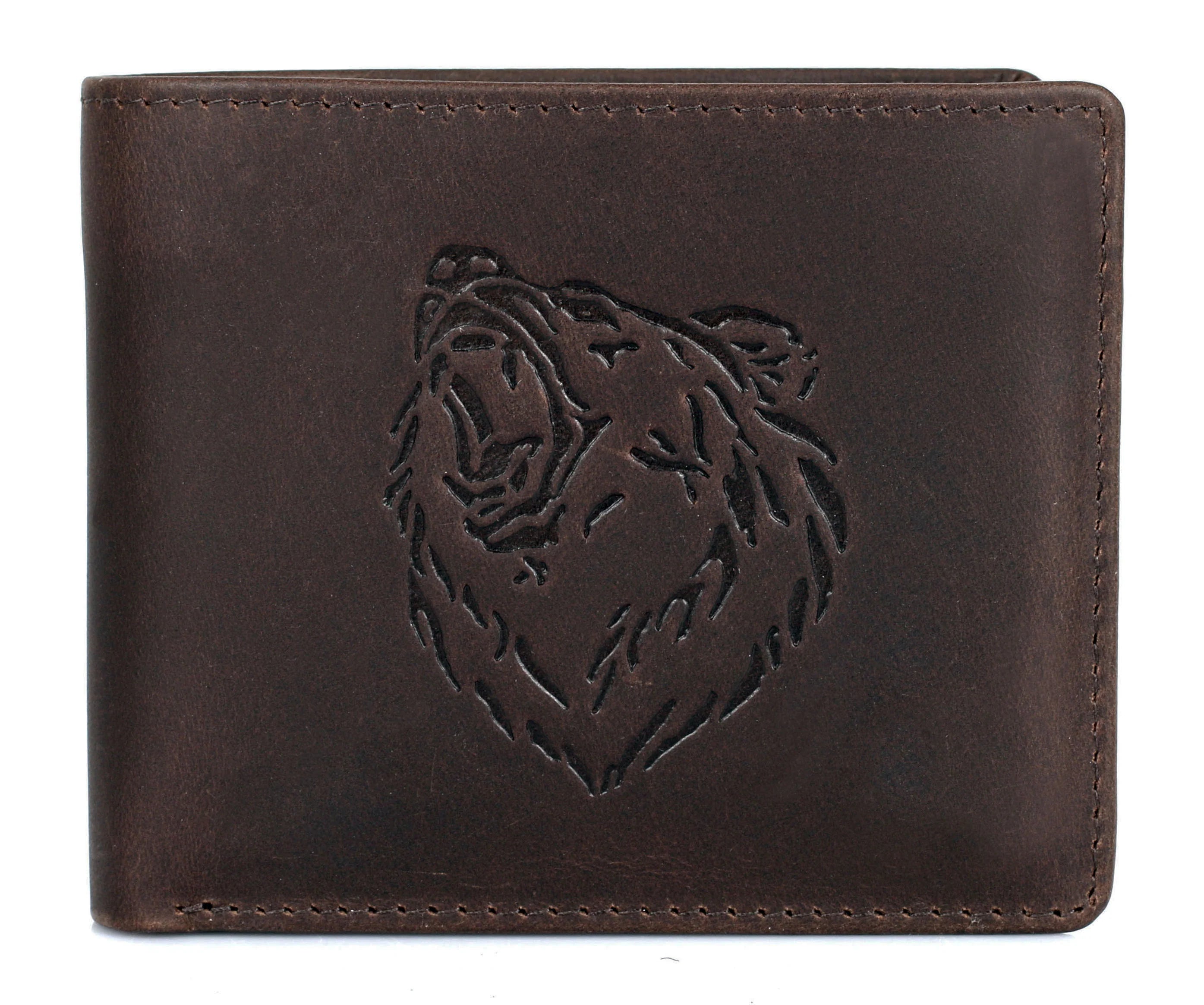 Karla Hanson AMERICA WILD Men's Hunter Leather Wallet Grizzly Bear