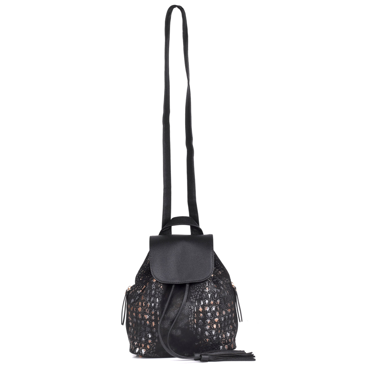 Eva 2-in-1 Convertible Backpack and Crossbody Bag in Black - view 3 - Karla Hanson