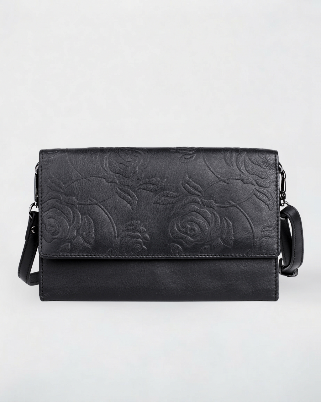 Delia Rose Print RFID Leather Crossbody Wallet