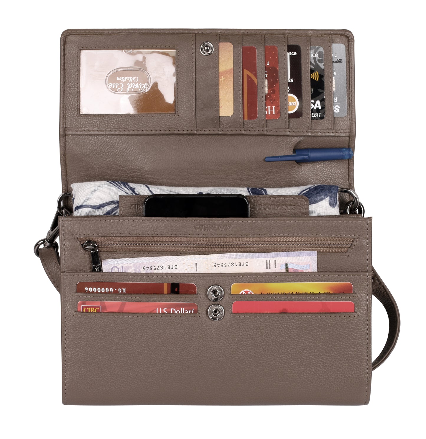 Delia Leather RFID Crossbody Travel Wallet