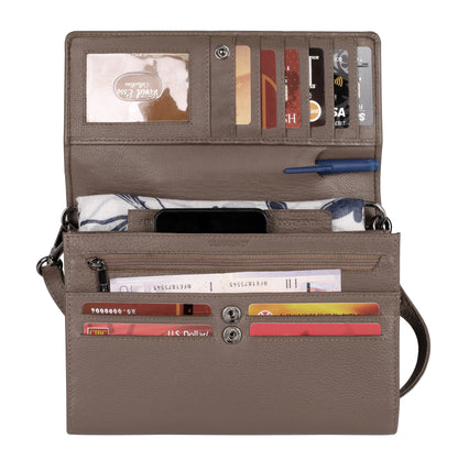 Delia Leather RFID Crossbody Travel Wallet