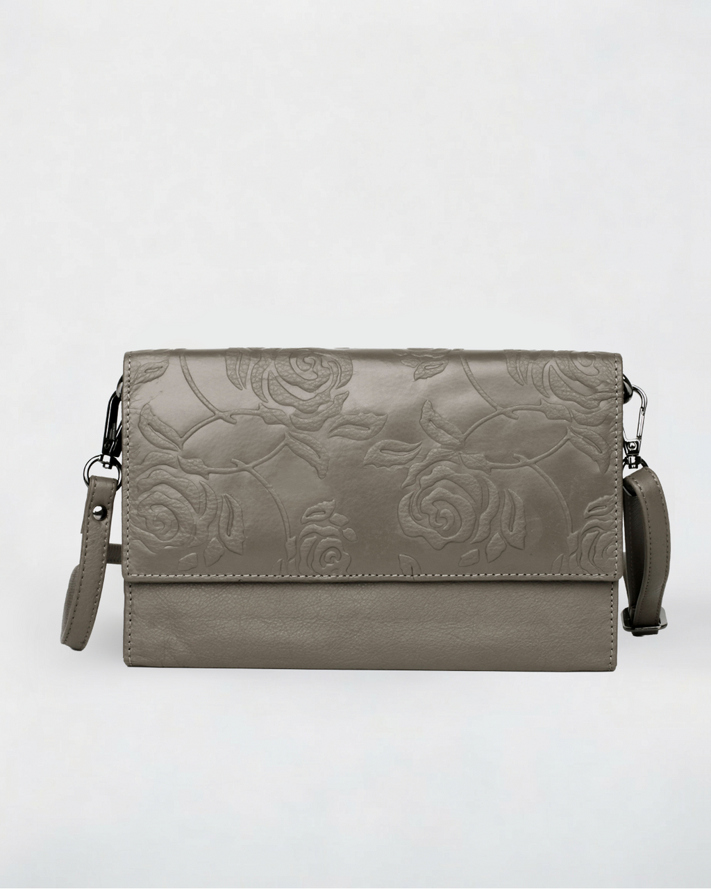 Delia Rose Print RFID Leather Crossbody Wallet