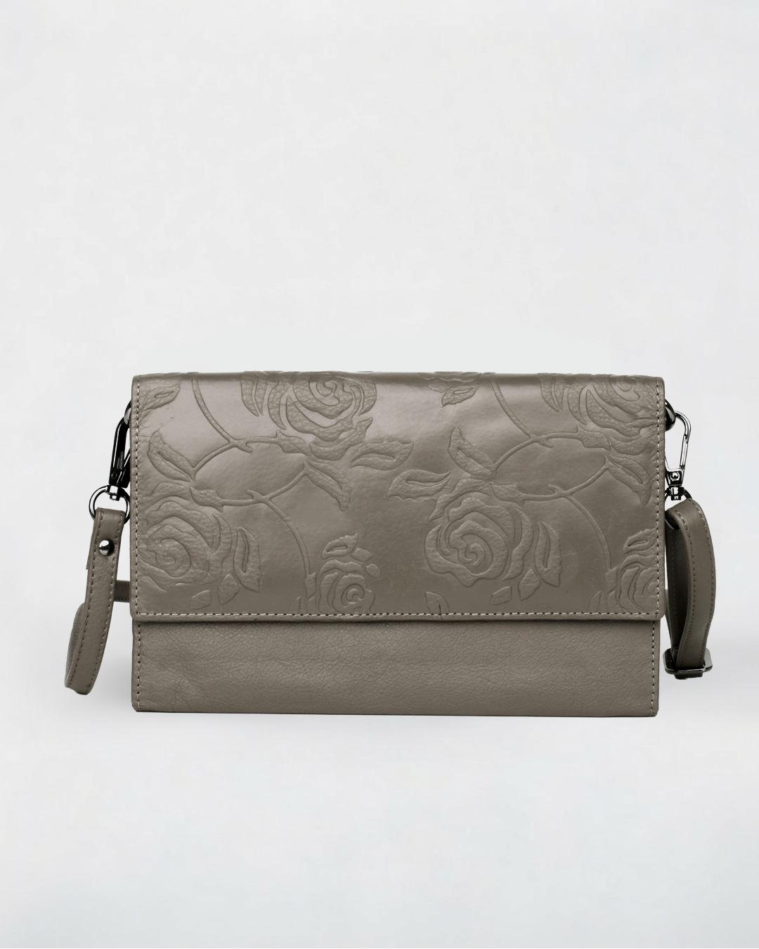 Delia Rose Print RFID Leather Crossbody Wallet