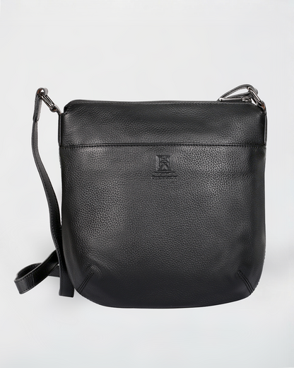 Dorothy Leather Crossbody Bag in Black - front view - Karla Hanson