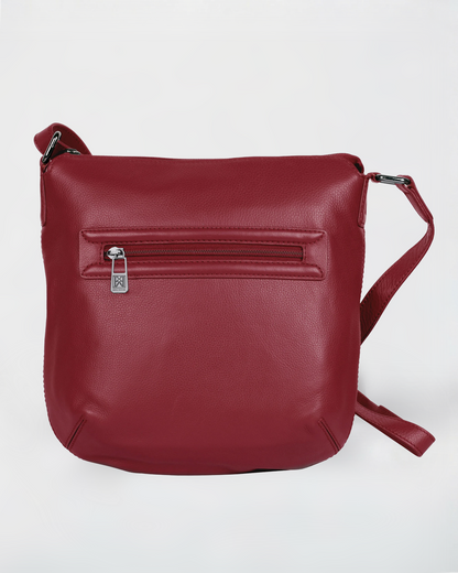 Dorothy Leather Crossbody Bag in Red - detail view - Karla Hanson
