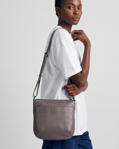 Dorothy Leather Crossbody Bag in Taupe - Karla Hanson