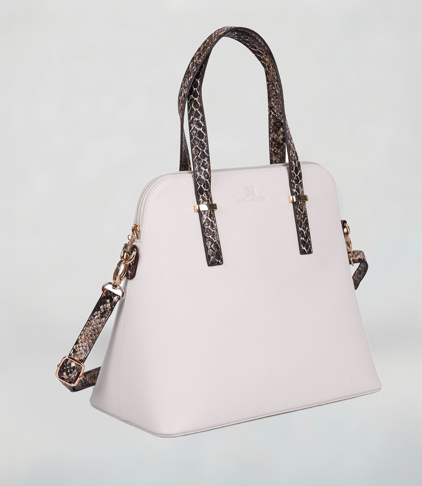 Grace Dome Satchel Bag in Python - side view - Karla Hanson