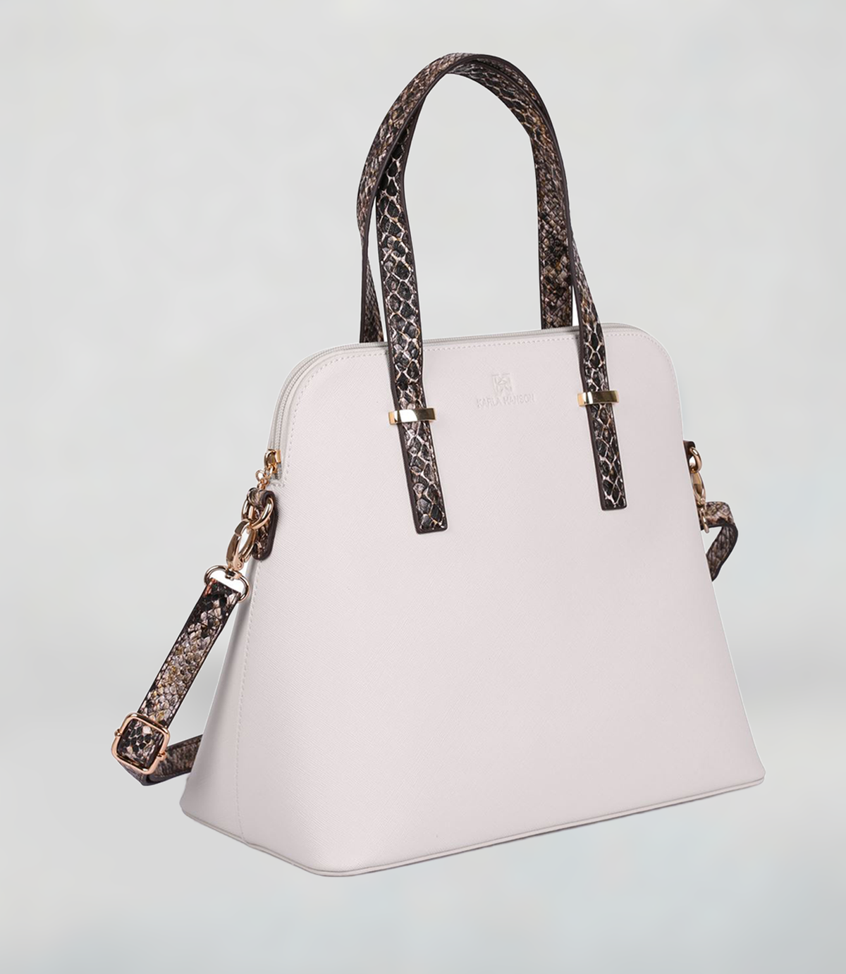 Grace Dome Satchel Bag in Python - side view - Karla Hanson