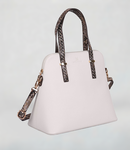 Grace Dome Satchel Bag in Python - side view - Karla Hanson