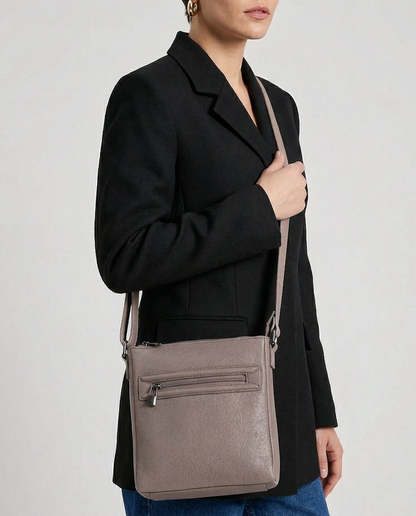 Lorine Leather Crossbody Bag with Zipper Pockets - view 4 - Karla Hanson