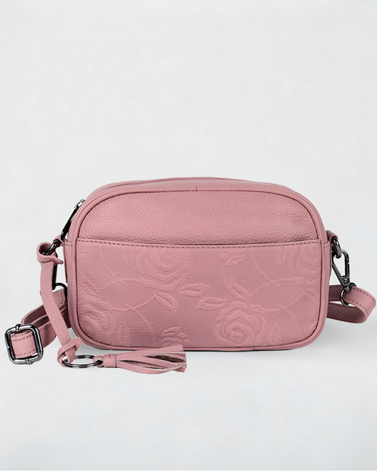 Lorine Rose Leather Crossbody Bag