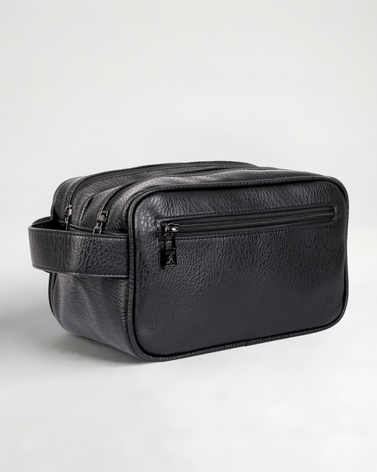 Vegan Leather Double Compartment Toiletry Bag