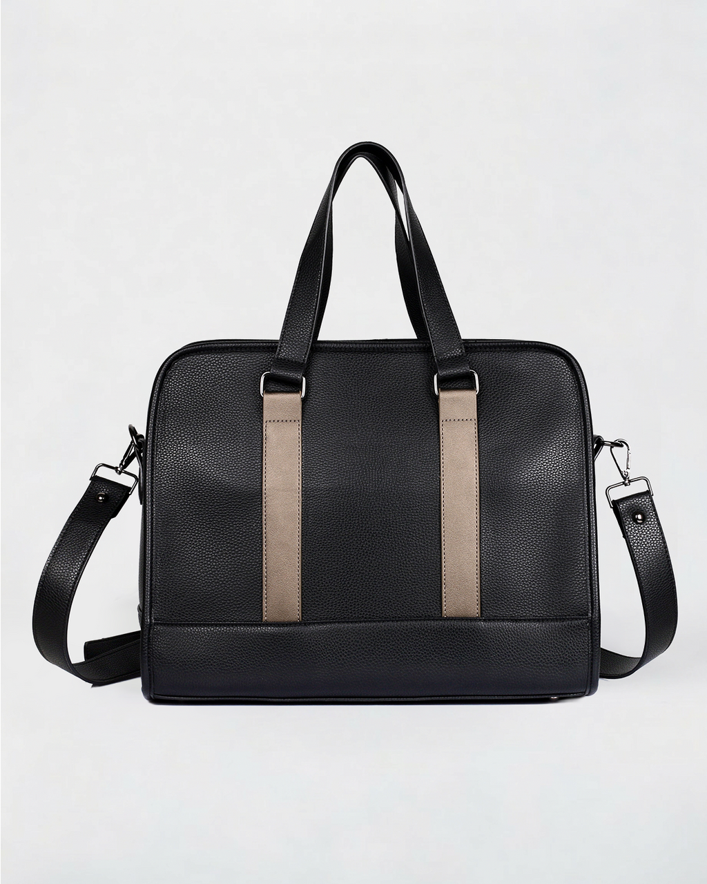 Vegan Leather Briefcase in Metal Stripe - Karla Hanson