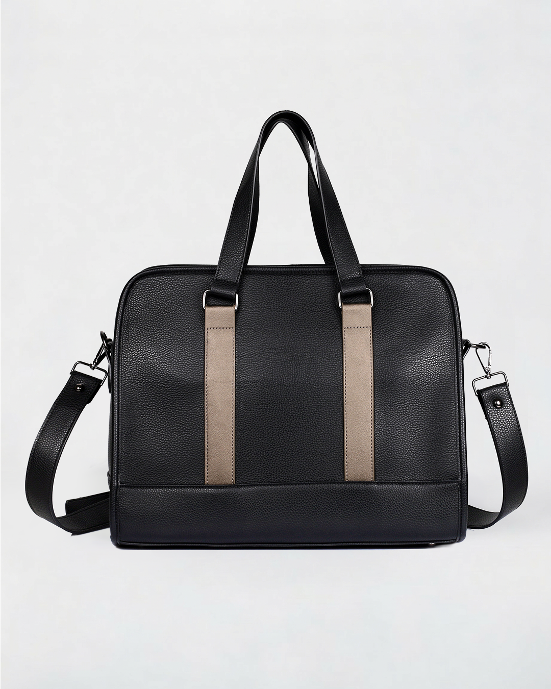 Vegan Leather Briefcase in Metal Stripe - Karla Hanson