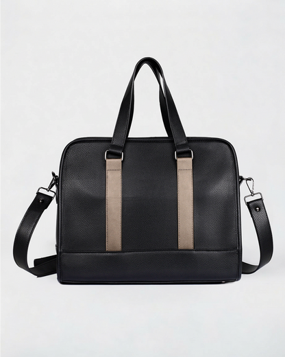 Vegan Leather Briefcase in Metal Stripe - Karla Hanson