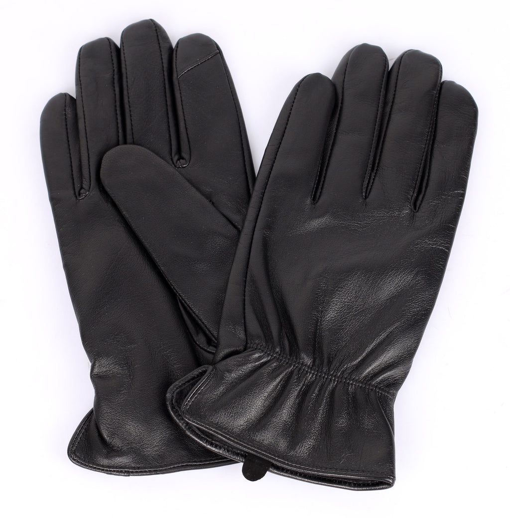 Men’s Top-Grain Leather Touchscreen Gloves with Elastic Cuff
