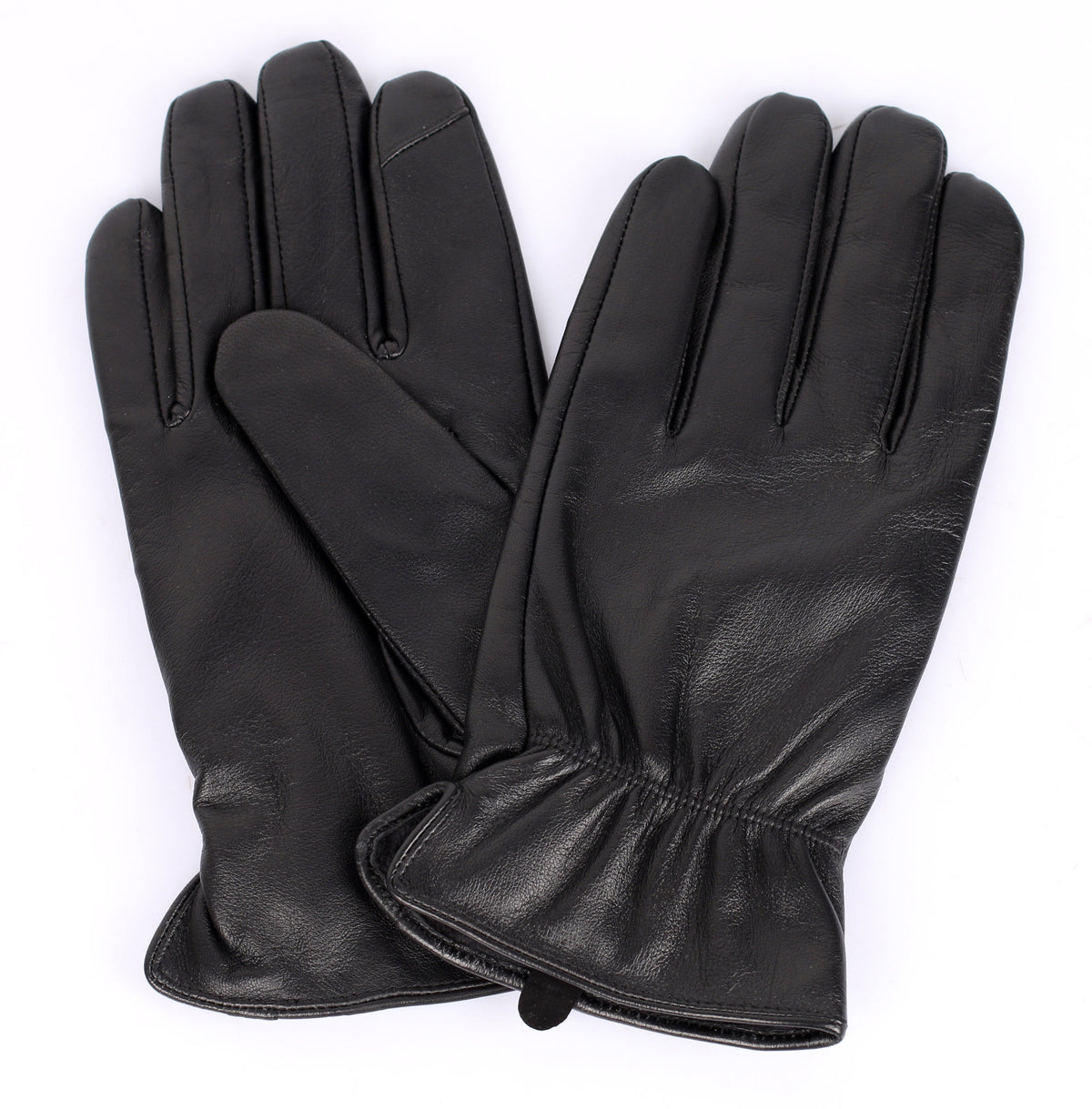 Men’s Top-Grain Leather Touchscreen Gloves with Elastic Cuff