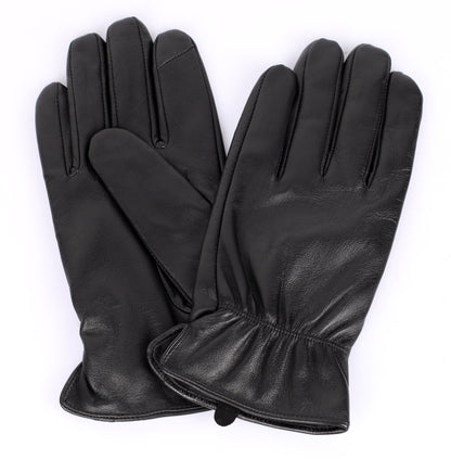 Men’s Top-Grain Leather Touchscreen Gloves with Elastic Cuff