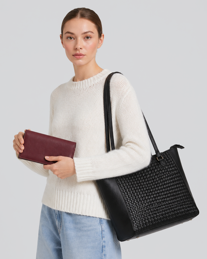 Large Work Tote Bag and Wallet Set