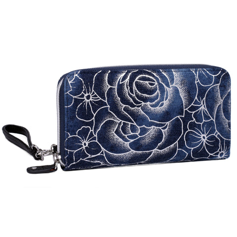 Julia Buxton Denim Roses Cell Phone Wristlet