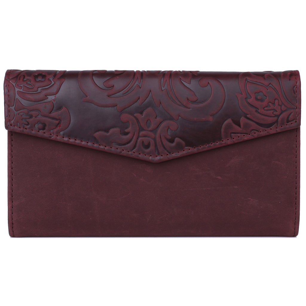 Julia Buxton Tooled Leather Organizer Clutch