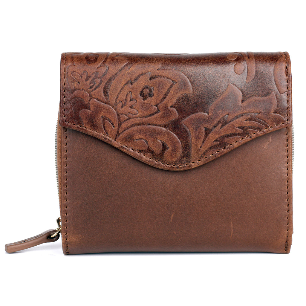 Julia Buxton Tooled Leather Zip French Purse