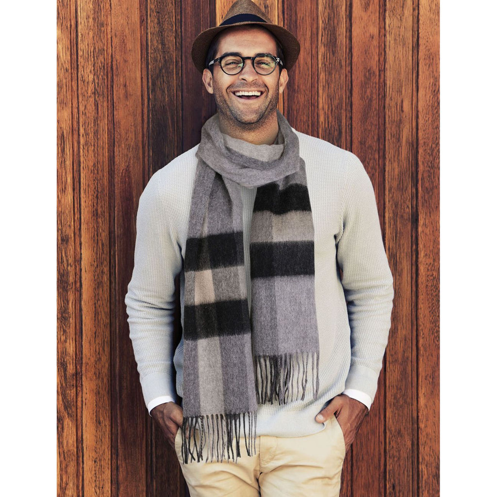 Plaid Wool Fringe Scarf