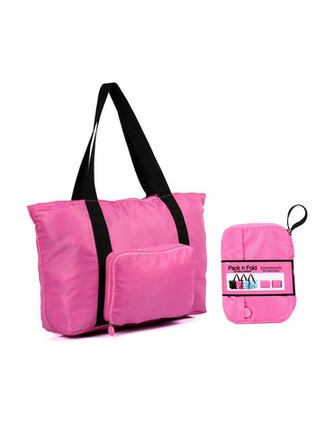 Pack n Fold Foldable Travel Tote Bag Pink - karlahanson.com