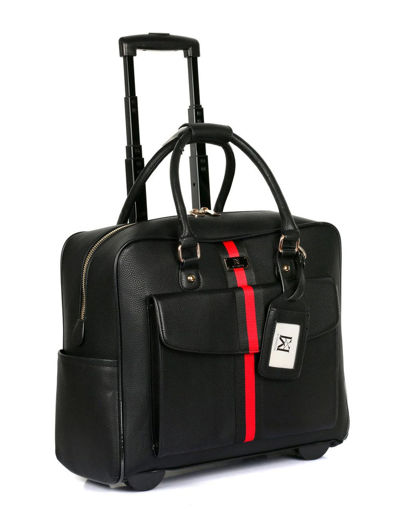 Travel Rolling Carry-on Luggage Black Red Stripe - karlahanson.com