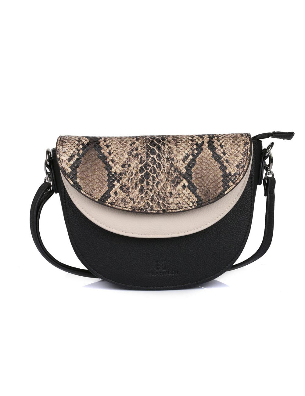 Linda Women's Saddle Crossbody Bag Python & Black - karlahanson.com