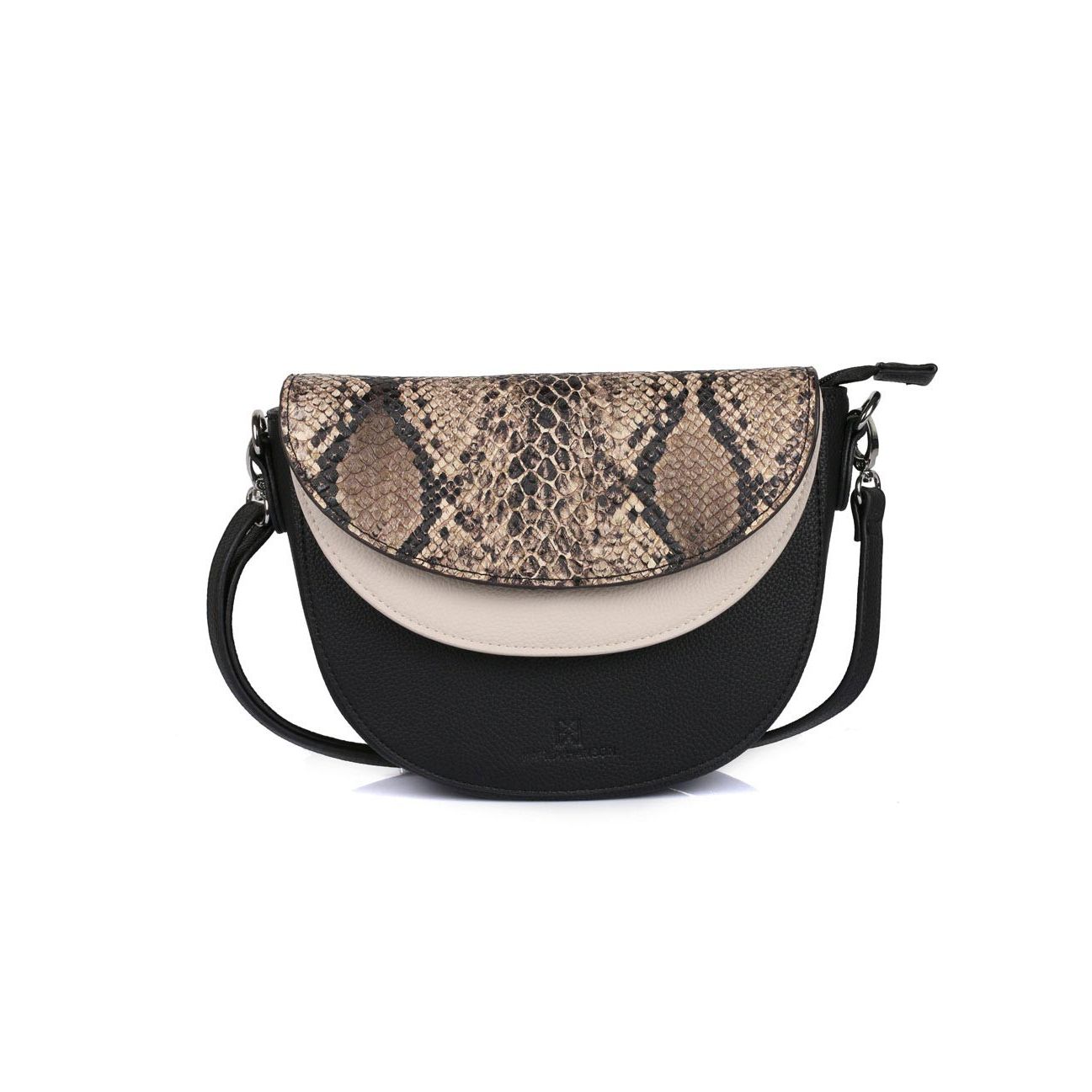 Linda Women's Saddle Crossbody Bag Python & Black - karlahanson.com
