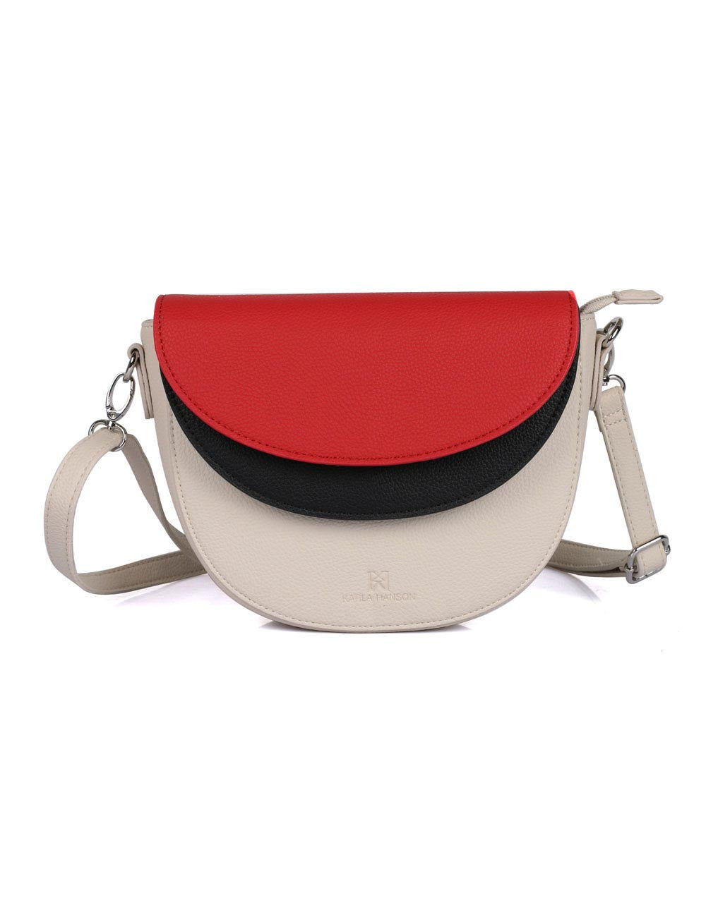 Linda Women's Saddle Crossbody Bag 3 Tone Red - karlahanson.com