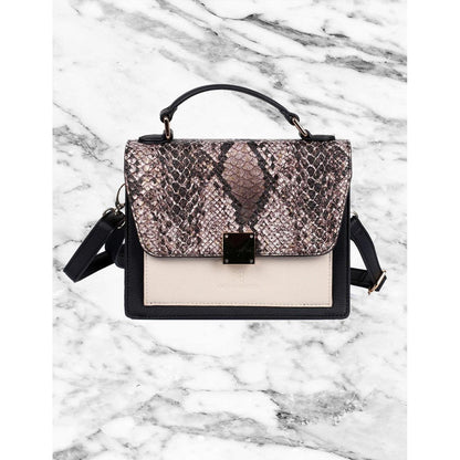 Linda Women's Top-Handle Crossbody Bag Python & Black - karlahanson.com