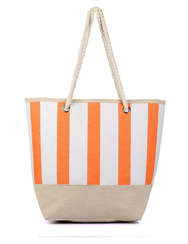 Women's Summer Nautical Stripe Bag Tangerine - karlahanson.com